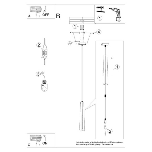 Lampa wisząca PRYSM 1 biała