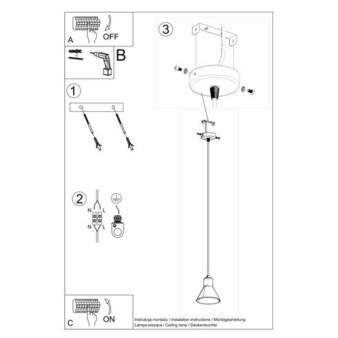 Lampa wisząca TALEJA 1 czarna [E27]