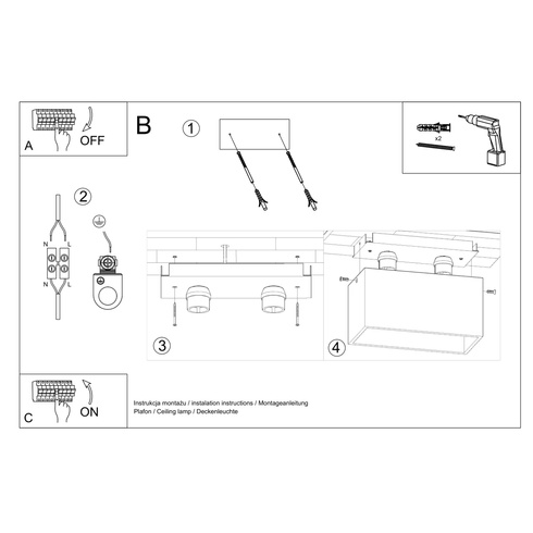 Plafon QUAD MAXI szary