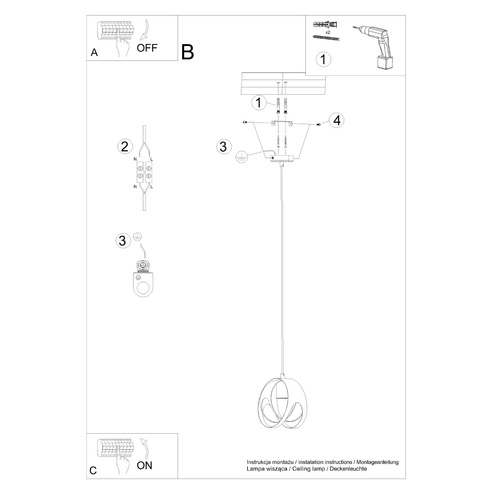 Lampa wisząca TULOS 1 biała