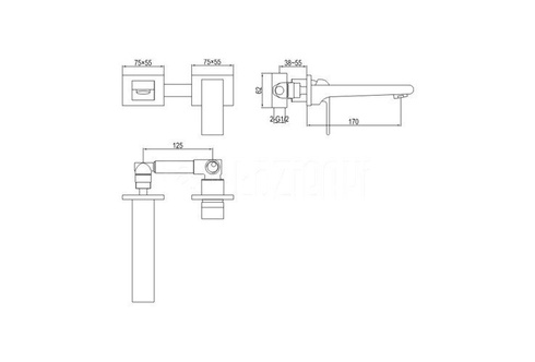 Bateria umywalkowa podtynkowa Kohlman Saxo QW180S