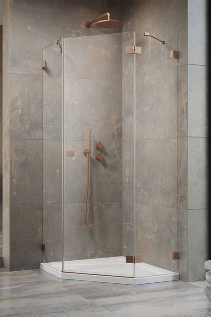 Kabina pięciokątna 80x80 Radaway Essenza Pro Brushed Copper PTJ prawa