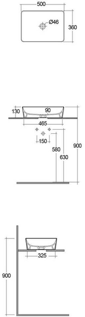 Ceramiczna umywalka nablatowa 50 cm Oristo Feeling UBL-FP-50-91 