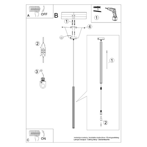 Lampa wisząca ARCHE 1 złota