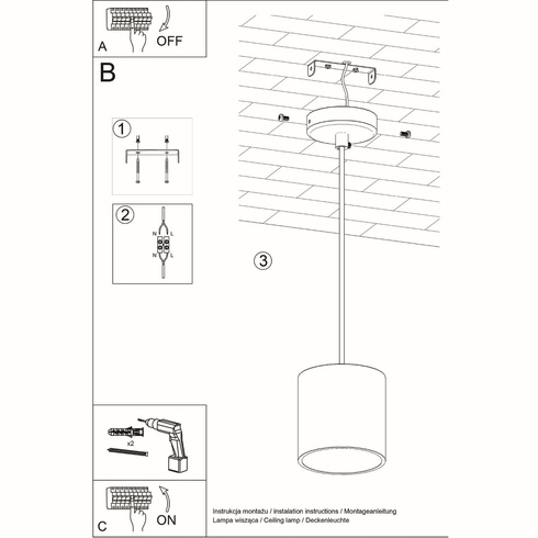 Lampa wisząca ORBIS 1 szary