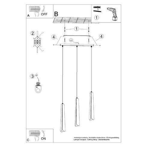 Lampa wisząca PRYSM 3L biała