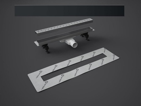 Odpływ liniowy Slim Radaway 550 ruszt czarne szkło 5L055S 5R055SGB