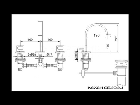 Bateria umywalkowa Kohlman Nexen SQB202U