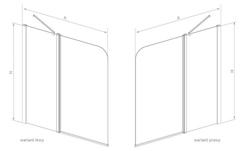 Parawan dwuczęściowy nawannowy Radaway Eos PND II 110 lewy 1206211-01L