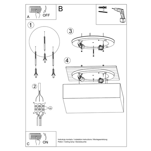 Plafon HORUS 25 czarny