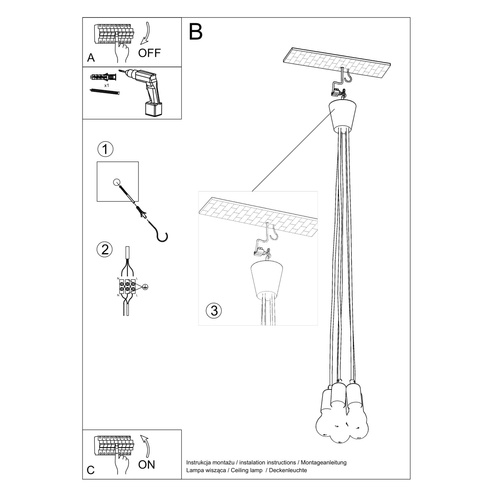 Lampa wisząca DIEGO 5 żółta