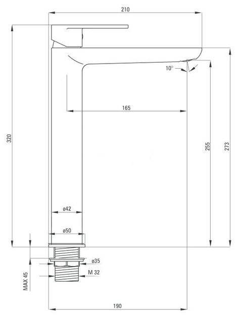 Bateria Umywalkowa wysoka Deante Alpinia BGA 021K