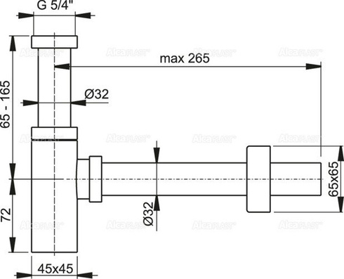 Syfon umywalkowy 32mm Desing metalowy A401