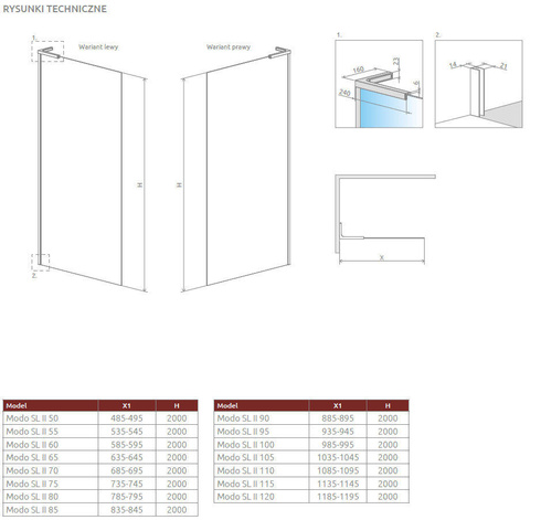 Kabina walk-in 115 Radaway Modo SL Brushed Copper II 10319115-93-01R