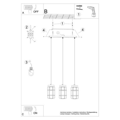 Lampa wisząca GOTTO 3L