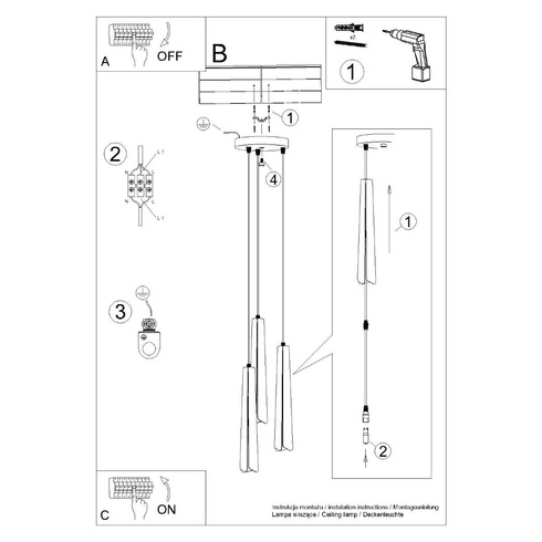 Lampa wisząca PRYSM 3P czarna