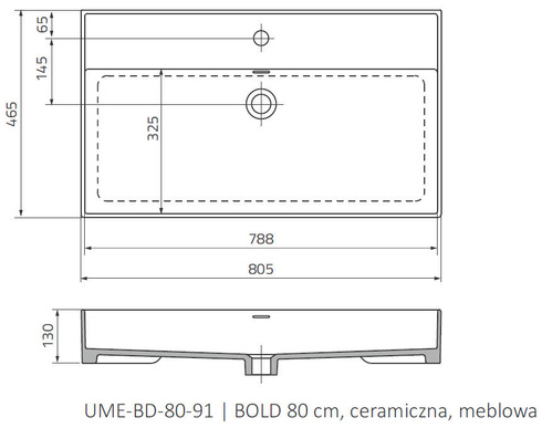 Umywalka ceramicza Oristo Bold UME-BD-80-91