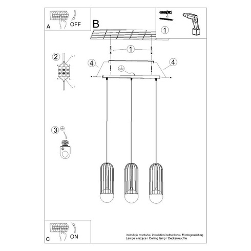 Lampa wisząca BRINA 3L czarna