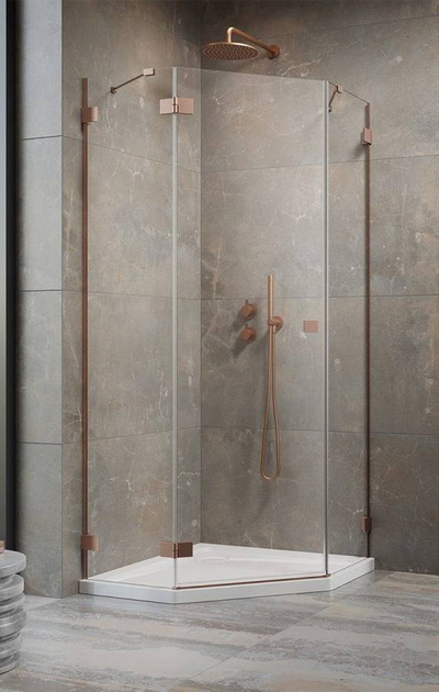 Kabina pięciokątna 90x90 Radaway Essenza Pro Brushed Copper PTJ lewa