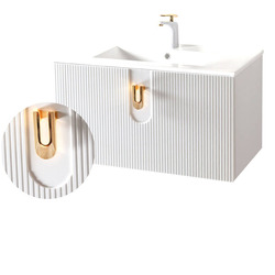 Szafka łazienkowa pod umywalkę Sanitti Stripes 80 biała uchwyt złoty