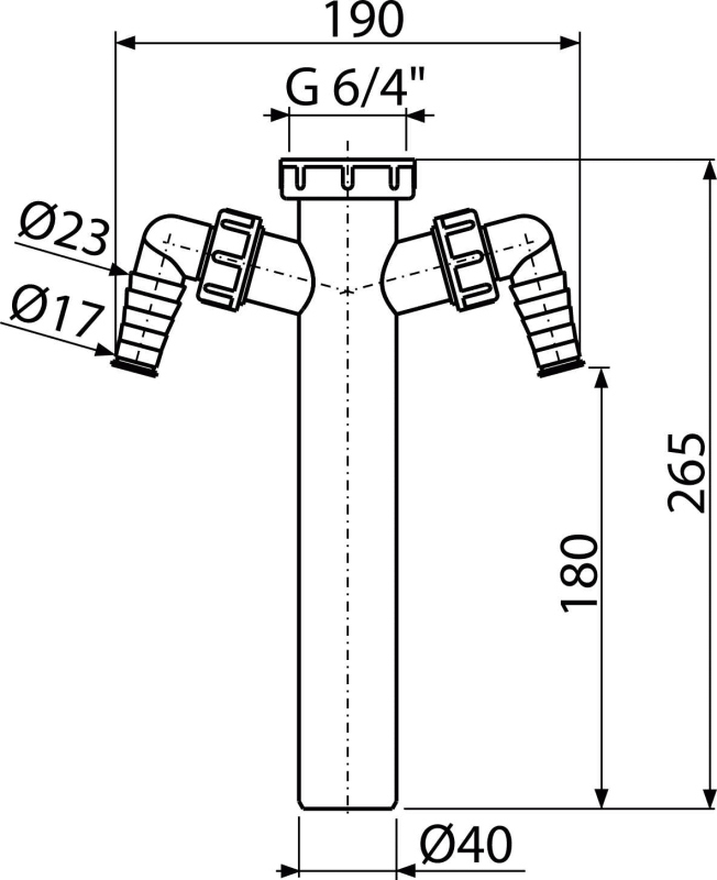 A44M-DN40 Rura z nakrętką 6/4" z dwoma przyłączami