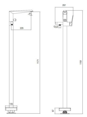 Bateria wannowa podłogowa Art Platino Rok ROK-BWP.090C