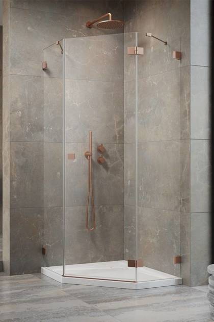 Kabina pięciokątna 80x80 Radaway Essenza Pro Brushed Copper PTJ prawa