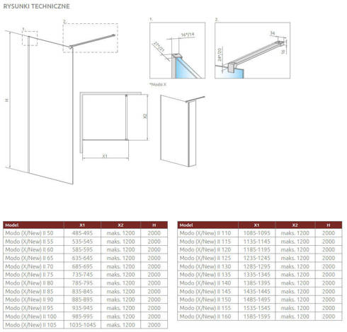 Kabina walk-in 100 Radaway Modo New Brushed GunMetal II