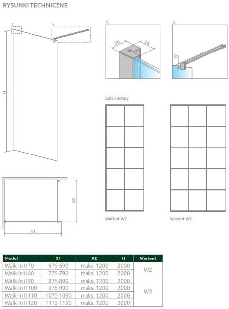 Kabina walk-in 70 czarna kratka Radaway Nes Black Walk-in II Factory