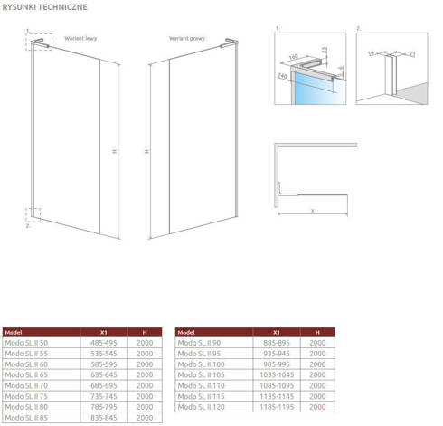 Kabina walk-in 85 Radaway Modo SL Brushed Copper II 10319085-93-01R