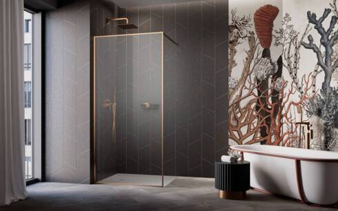 Kabina walk-in miedź 75 Radaway Modo F Brushed Copper II