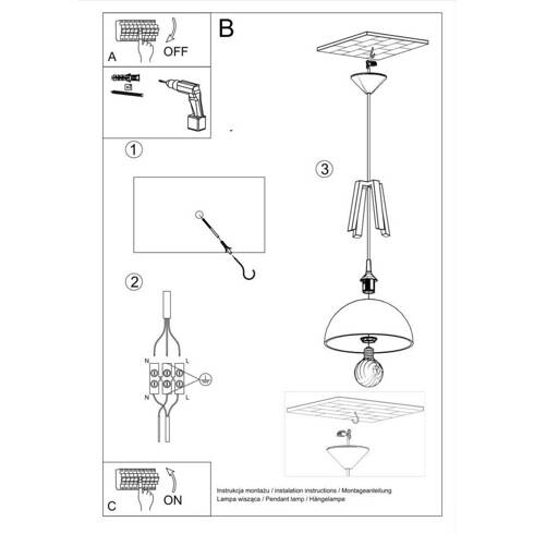 Lampa wisząca CASCO biała/naturalne drewno