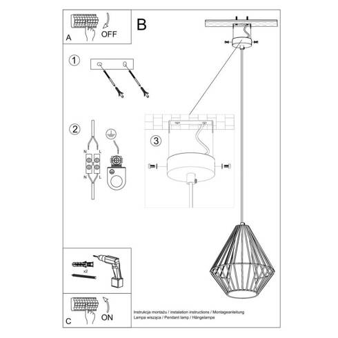 Lampa wisząca DEMI czarna