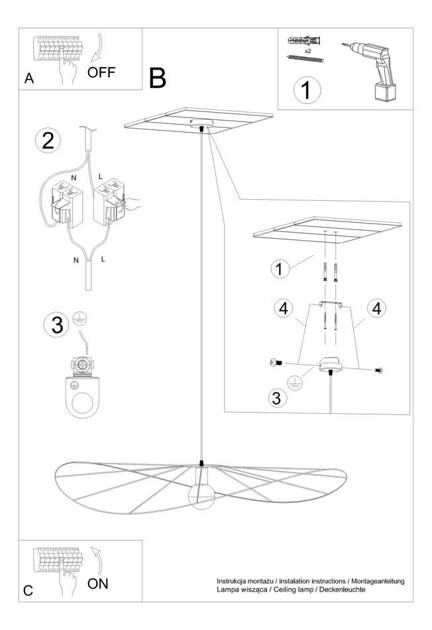 Lampa wisząca ESKOLA 70 czarna