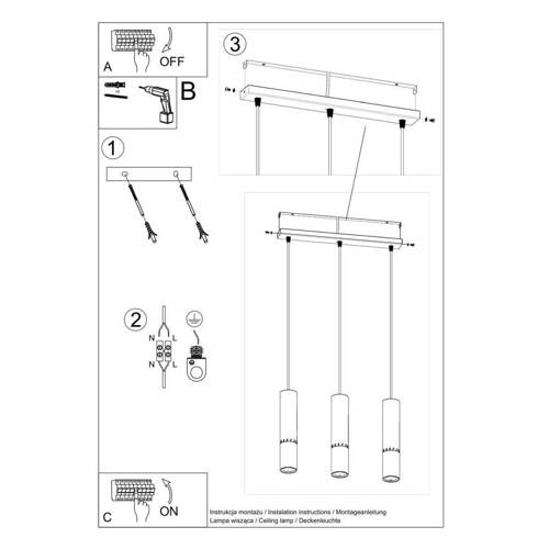 Lampa wisząca LOOPEZ 3L czarny/miedź