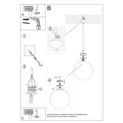 Lampa wisząca UGO 40 chrom