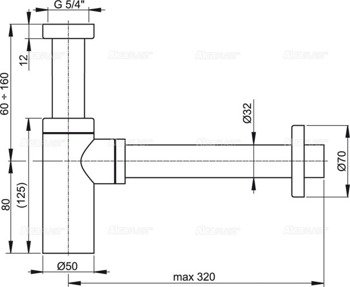 Syfon umywalkowy 32mm Desing metalowy A400