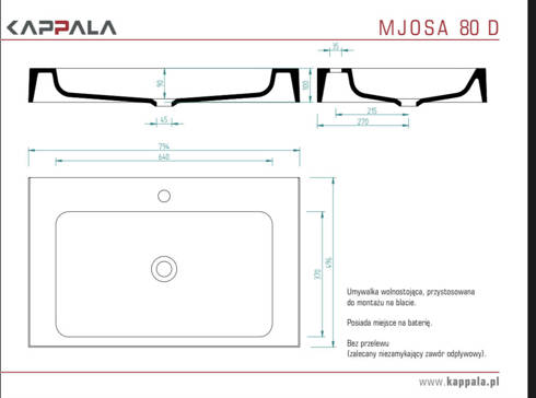 Umywalka nablatowa MJOSA 80 S D Kappala