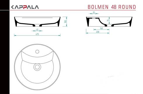 Umywalka nablatowa z konglomeratu  BOLMEN 48 S ROUND Kappala